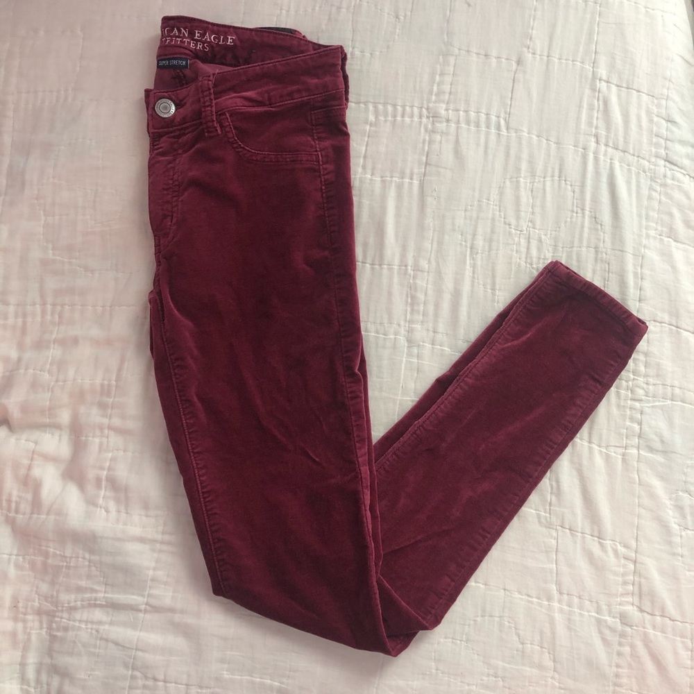 American Eagle Red Velvet Pants